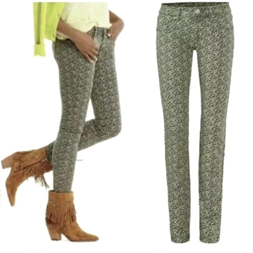 CABI #5083 Green/Multi DITSY FLORAL Low-Rise 5-POCKET Skinny Leg PANTS/JEANS 6